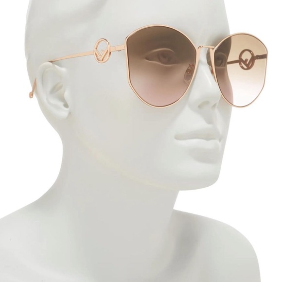FENDI  63mm Round Sunglasses
GOLD COPPER/ BROWN PINK - Picture 1 of 9